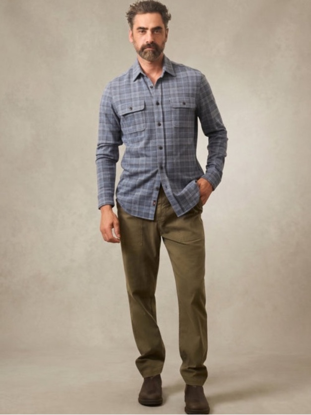 Faherty Legend Sweater Shirt Castle Lake Plaid Medium
